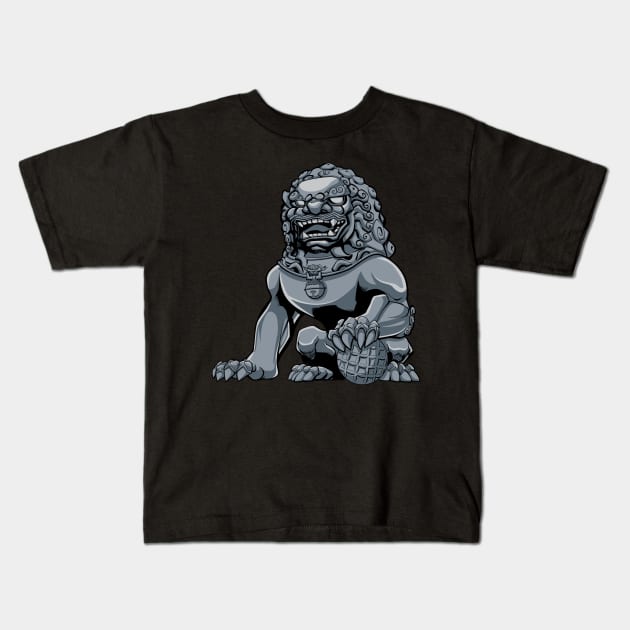 Chinese Lion Iron Kids T-Shirt by Malchev